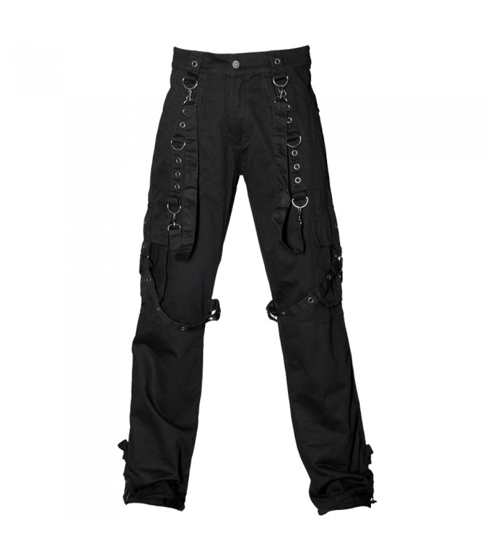 Men Gothic Pant Black Purple Punk Baggy Pant With Chrome Rings & Amp; Chain USA